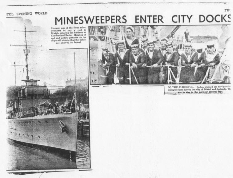 HMS Hazard visits Bristol 1939