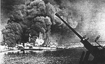 Ships burning after Bari Harbour attack, 2nd Dec 1943