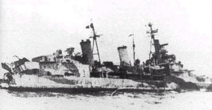 HMS Harrier along farside HMS Edinburgh. Halcyon Class Minesweeper