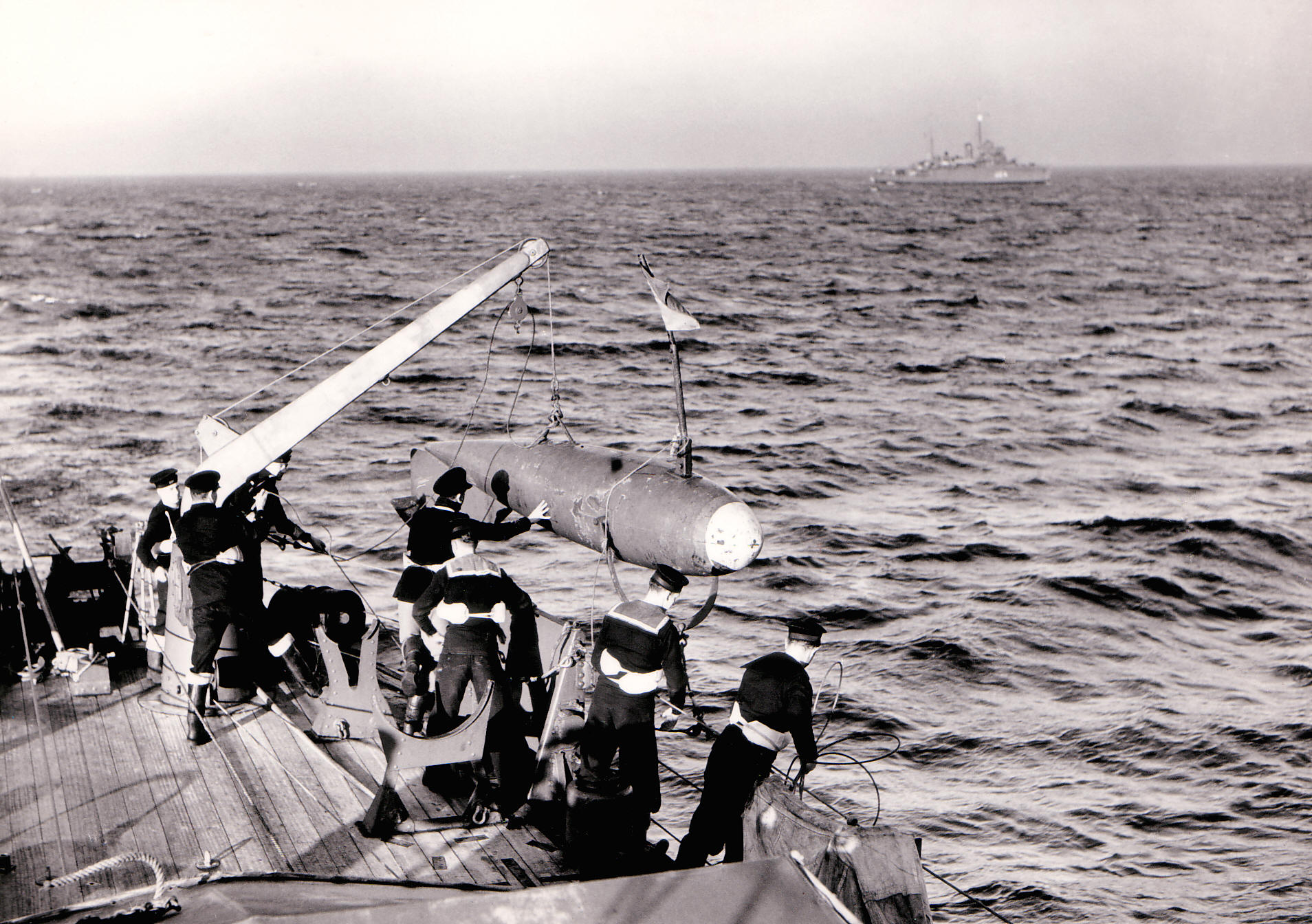 HMS Hazard & HMS Hebe (distant) Minesweeping IWM A1351