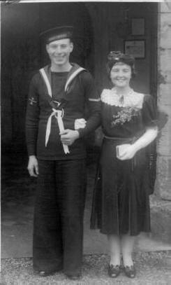 HMS Sphinx Able Seaman Eric Dunell marrying Kathie Hills